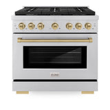 ZLINE  Autograph Edition 36 In. 5.2 Cu. Ft. Paramount Gas Range With 6 Burner Cooktop And Convection Gas Oven In Stainless Steel And Champagne Bronze Accents - Stainless Steel (SGRZ36CB)