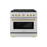 ZLINE  Autograph Edition 36 In. 5.2 Cu. Ft. Paramount Gas Range With 6 Burner Cooktop And Convection Gas Oven In Stainless Steel And Champagne Bronze Accents - Stainless Steel (SGRZ36CB)