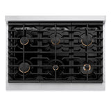 ZLINE  Autograph Edition 36 In. 5.2 Cu. Ft. Paramount Gas Range With 6 Burner Cooktop And Convection Gas Oven In Stainless Steel And Champagne Bronze Accents - Stainless Steel (SGRZ36CB)