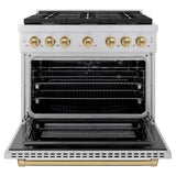 ZLINE  Autograph Edition 36 In. 5.2 Cu. Ft. Paramount Gas Range With 6 Burner Cooktop And Convection Gas Oven In Stainless Steel And Champagne Bronze Accents - Stainless Steel (SGRZ36CB)