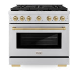 ZLINE AutographEdition 36 in. 5.2 cu. ft. 6 Burner Gas Range with Convection Gas Oven in Stainless Steel and Champagne Bronze Accents - Stainless Steel (SGRZ36CB)