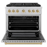 ZLINE AutographEdition 36 in. 5.2 cu. ft. 6 Burner Gas Range with Convection Gas Oven in Stainless Steel and Champagne Bronze Accents - Stainless Steel (SGRZ36CB)