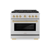 ZLINE  AutographEdition 36 in. 5.2 cu. ft. 6 Burner Gas Range with Convection Gas Oven in Stainless Steel and Champagne Bronze Accents - Stainless Steel (SGRZ36CB)