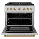 ZLINE  AutographEdition 36 in. 5.2 cu. ft. 6 Burner Gas Range with Convection Gas Oven in Stainless Steel and Champagne Bronze Accents - Stainless Steel (SGRZ36CB)
