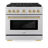 ZLINE  AutographEdition 36 in. 5.2 cu. ft. 6 Burner Gas Range with Convection Gas Oven in Stainless Steel and Champagne Bronze Accents - Stainless Steel (SGRZ36CB)