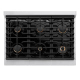 ZLINE  AutographEdition 36 in. 5.2 cu. ft. 6 Burner Gas Range with Convection Gas Oven in Stainless Steel and Champagne Bronze Accents - Stainless Steel (SGRZ36CB)