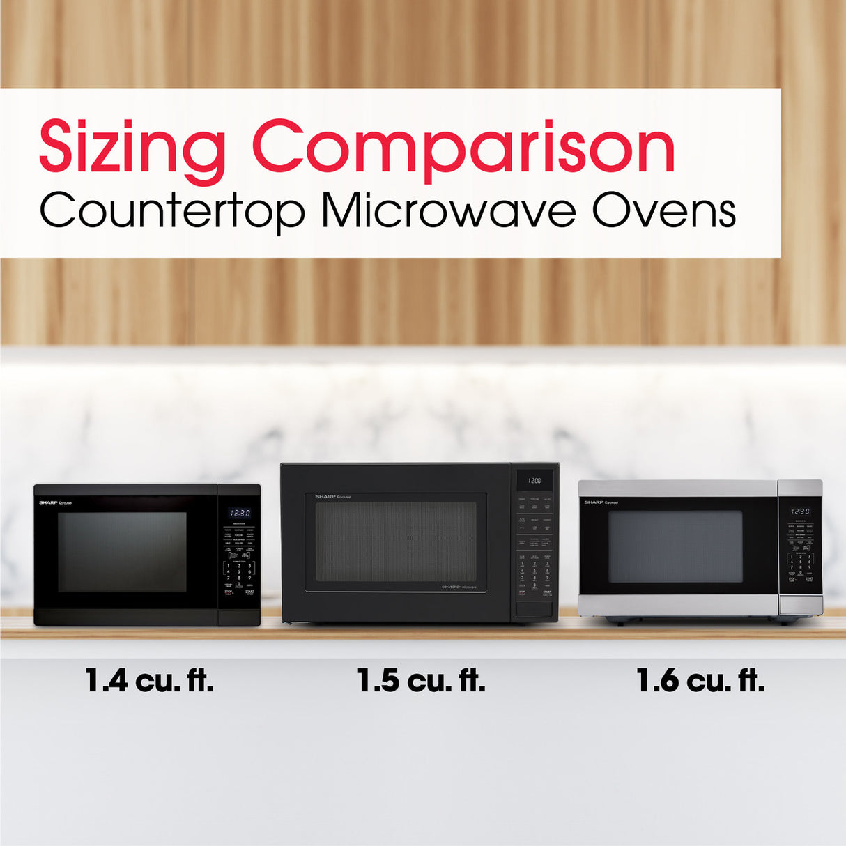 Sharp  1.4 Cu. Ft. 1100w Black Countertop Microwave Oven - Black (SMC1461KB)
