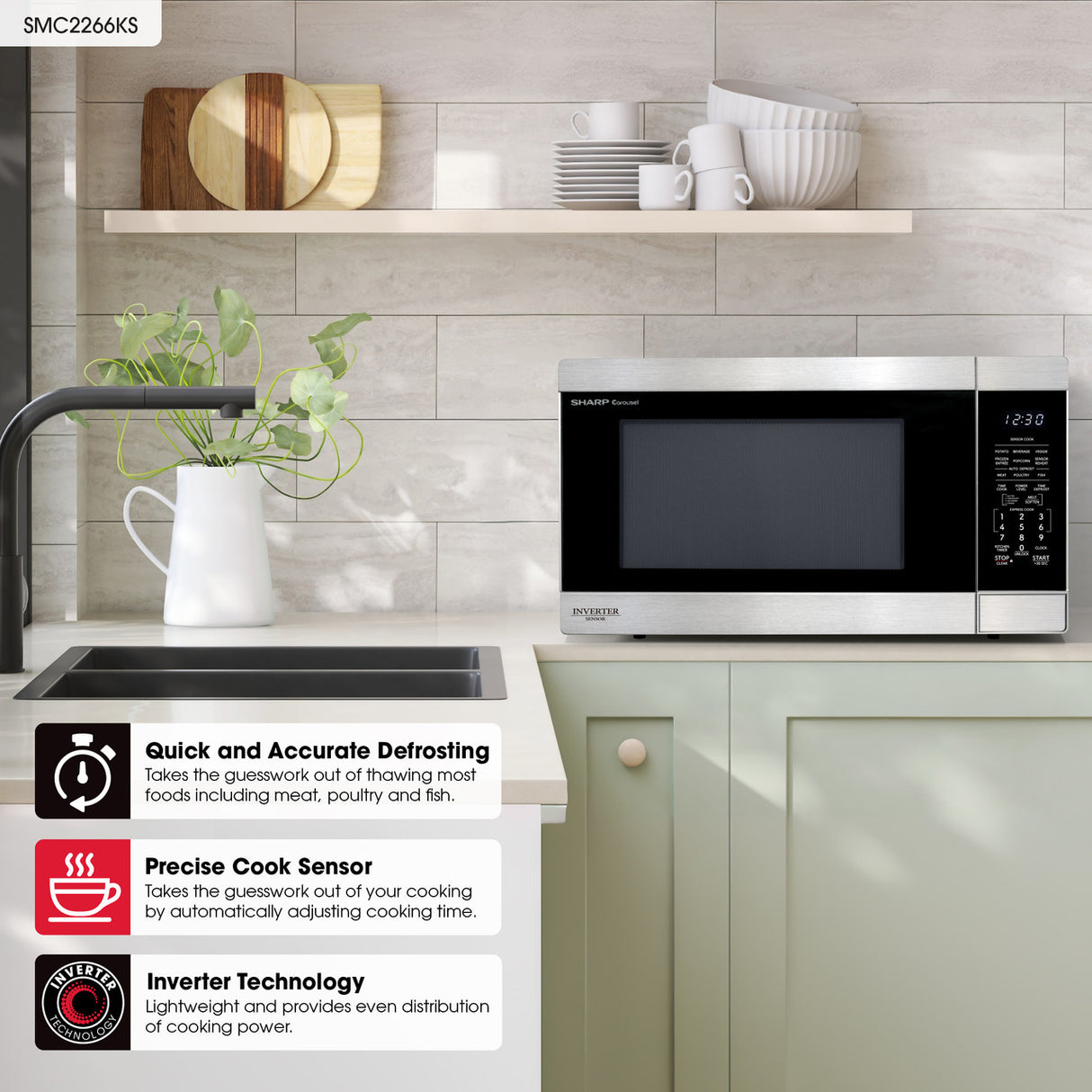 SHARP  SHARP MICRO OVEN 2.2 CF - Stainless Steel (SMC2266KS)