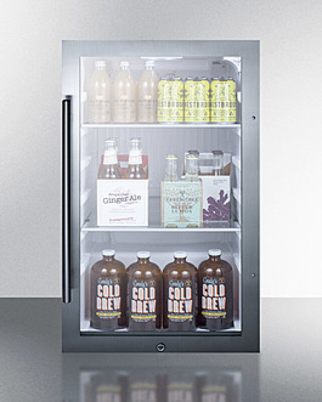 Summit Shallow Depth Indoor/Outdoor Beverage Cooler, ADA Compliant - Glass (SPR489OSADA)