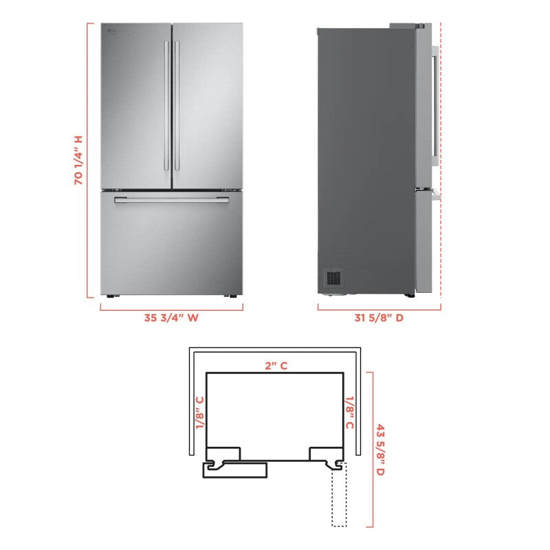 LG Studio LG STUDIO 27 cu. ft. Smart Counter-Depth MAX™ French Door Refrigerator - Print Proof Stainless Steel (SRFB27S3)
