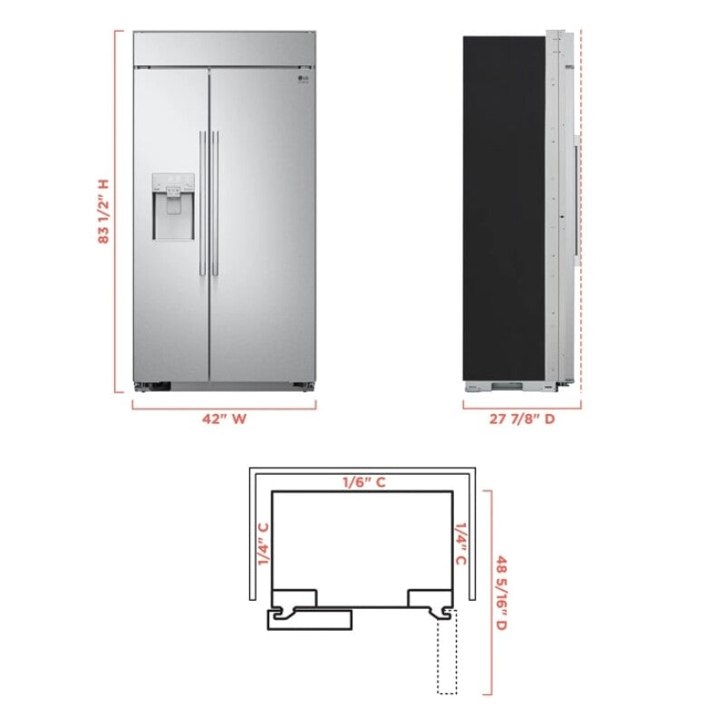 LG Studio 26 cu. ft. Smart Side-by-Side Built-In Refrigerator with Ice & Water Dispenser - Other (SRSXB2622S)
