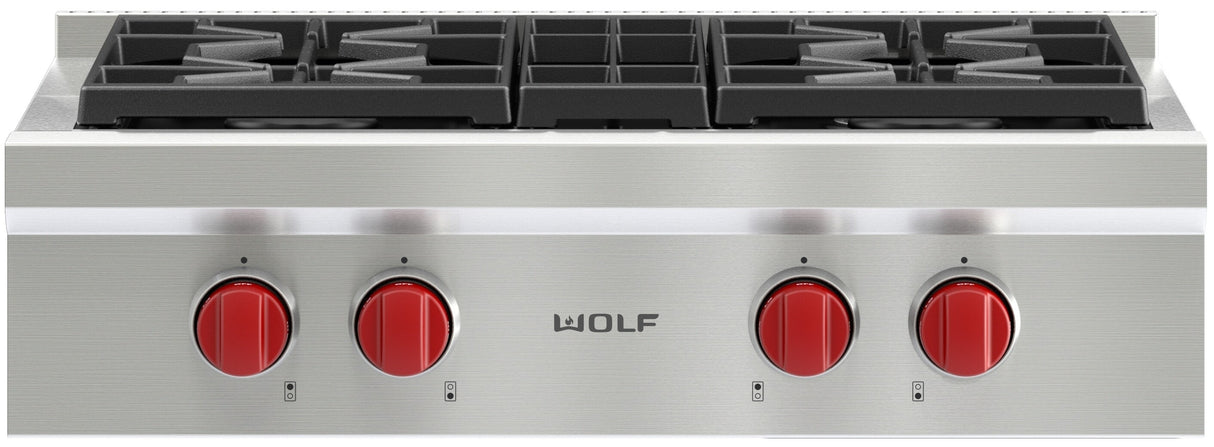 Wolf 30" Sealed Burner Rangetop - 4 Burners - Stainless Steel (SRT304)