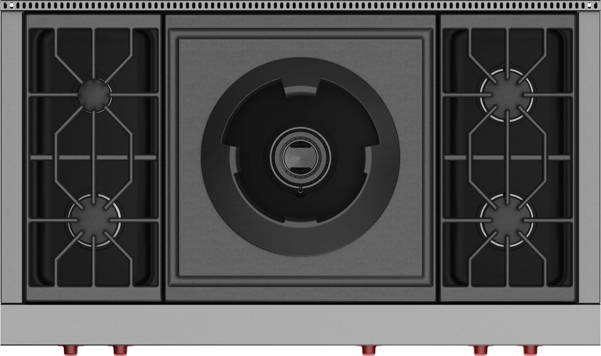 Wolf 48" Sealed Burner Rangetop - 4 Burners and Wok Burner - Stainless Steel (SRT484W)