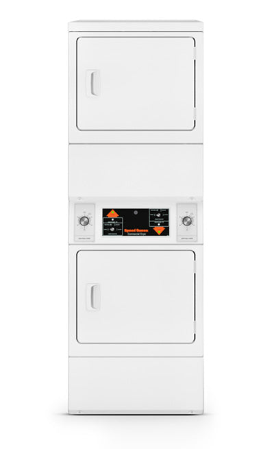 Speed Queen  Stacked 120/240 V ELECTRIC DRYERS - 10° ANGLED Control Panel (Tall Height) - Solid Doors - White (SSEMNAGS173TW01)