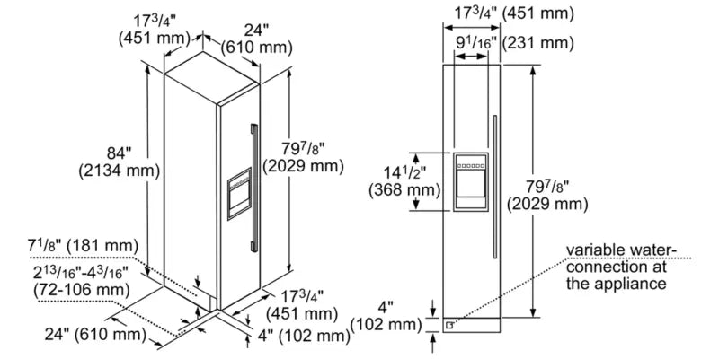 Thermador  Built-in Freezer Column 18"  External Ice & Water Dispenser  Left Hinge - Panel Ready (T18ID905LP)
