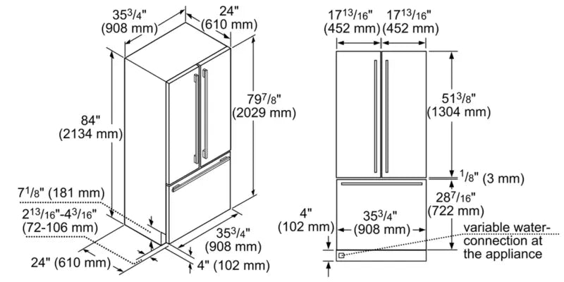 Thermador Built-in French Door Bottom Freezer 36" Professional - Stainless Steel (T36BT925NS)
