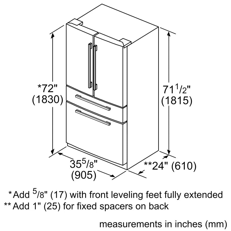 Thermador  36" Freestanding FDBM, 4-Door, Counter Depth - Stainless Steel (T36FL821NS)