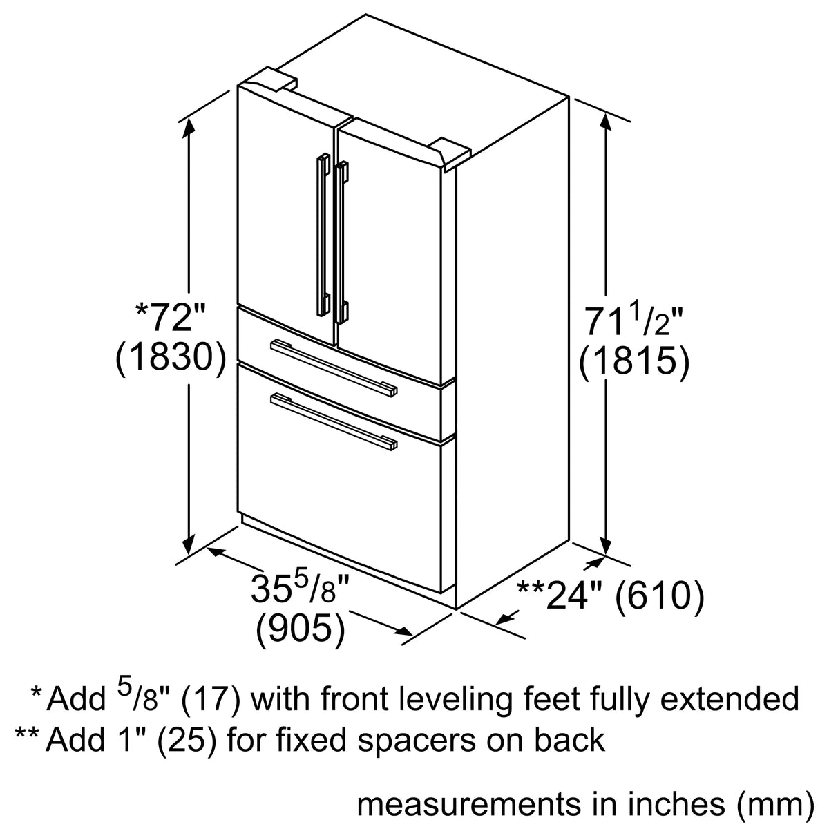 THERMADOR  Freedom® Freestanding French Door Bottom Mount Refrigerator 36'' - Stainless Steel (T36FL821NS)