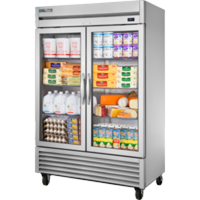 True Commercial  Reach-In Glass Swing Door Refrigerator with Hydrocarbon Refrigerant~Framed Glass Door Version 01 - Stainless Steel (T49GHCFGD01)
