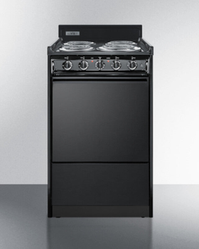 SUMMIT  20" Wide Electric Coil Range - Black (TEM110C)