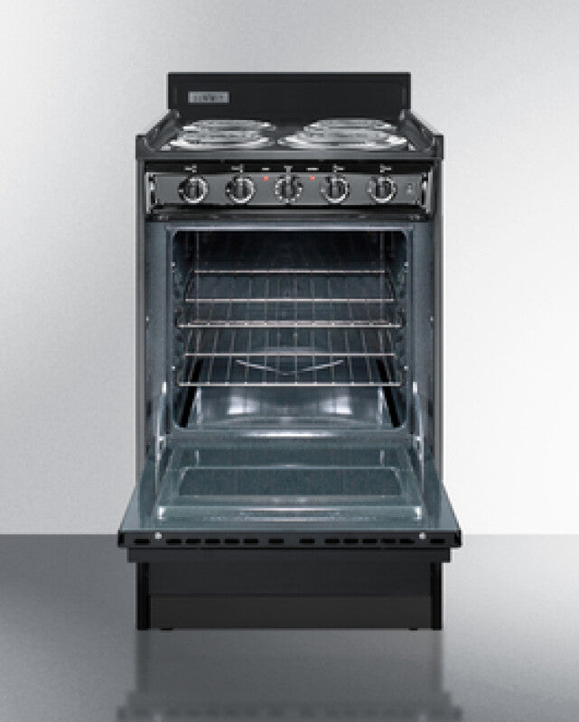 Summit 20" Wide Electric Coil Range - Black (TEM110C)