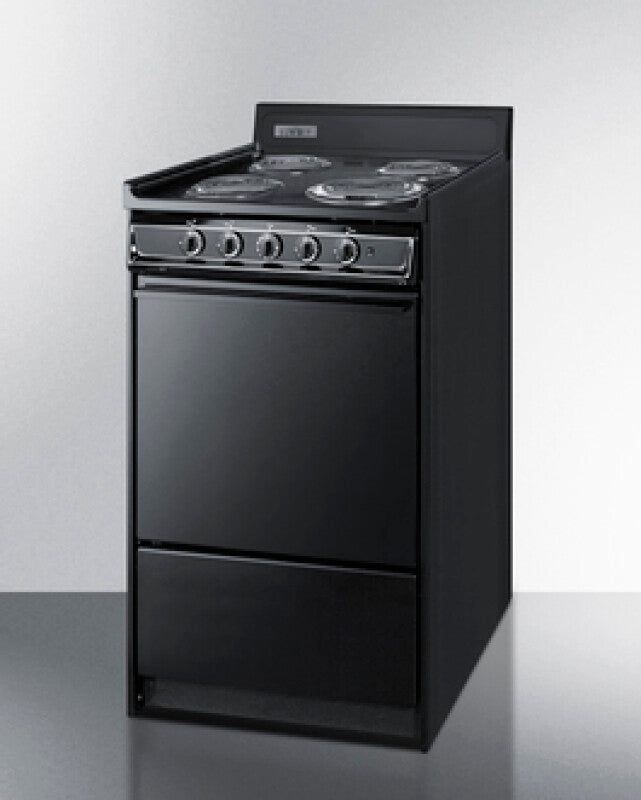 Summit 20" Wide Electric Coil Range - Black (TEM110C)