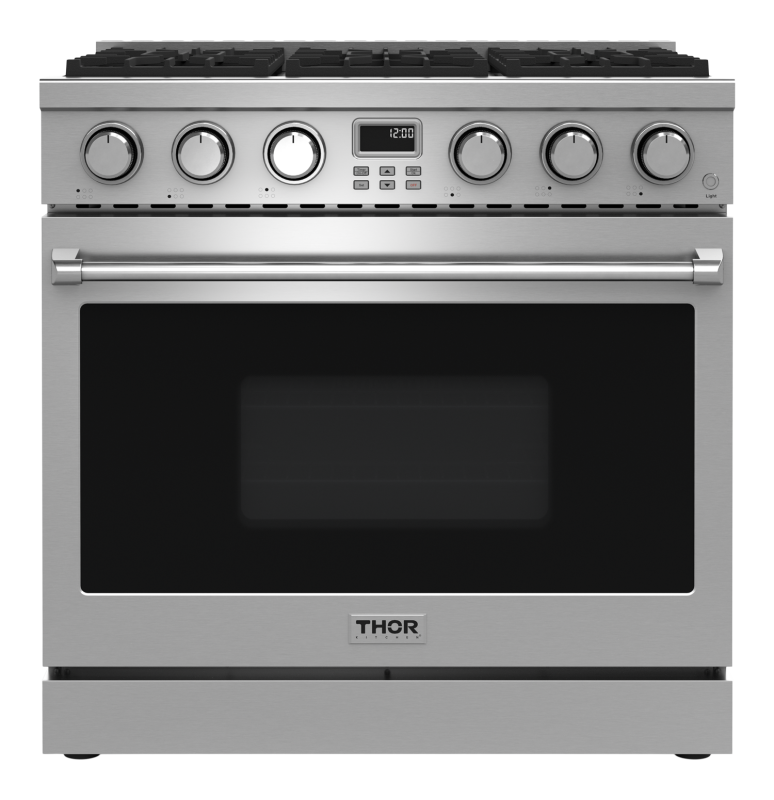 THOR KITCHEN  36 Inch Contemporary Professional Liquid Propane Range Thor Kitchen - Stainless Steel (ARG36LP)