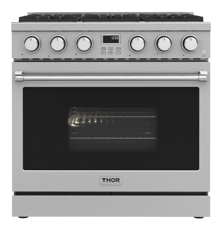 THOR KITCHEN  36 Inch Contemporary Professional Liquid Propane Range Thor Kitchen - Stainless Steel (ARG36LP)