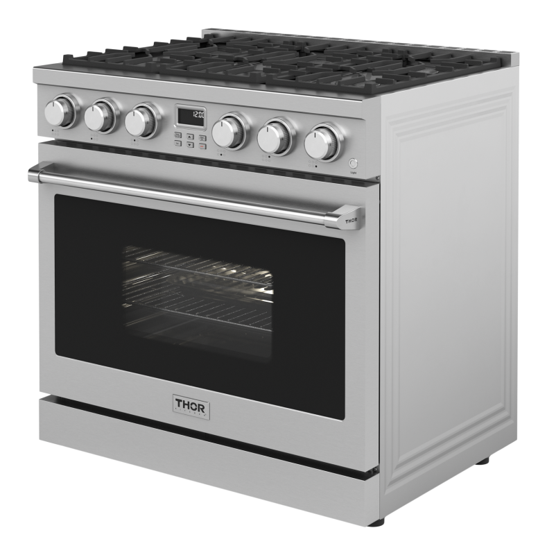 THOR KITCHEN  36 Inch Contemporary Professional Liquid Propane Range Thor Kitchen - Stainless Steel (ARG36LP)