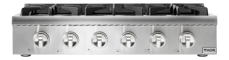 Thor Kitchen  36 Inch Professional Gas Rangetop With 6 Burners, Lp Convertible Thor Kitchen - Stainless Steel (HRT3618U)