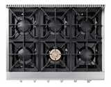 Thor Kitchen  36 Inch Professional Gas Rangetop With 6 Burners, Lp Convertible Thor Kitchen - Stainless Steel (HRT3618U)