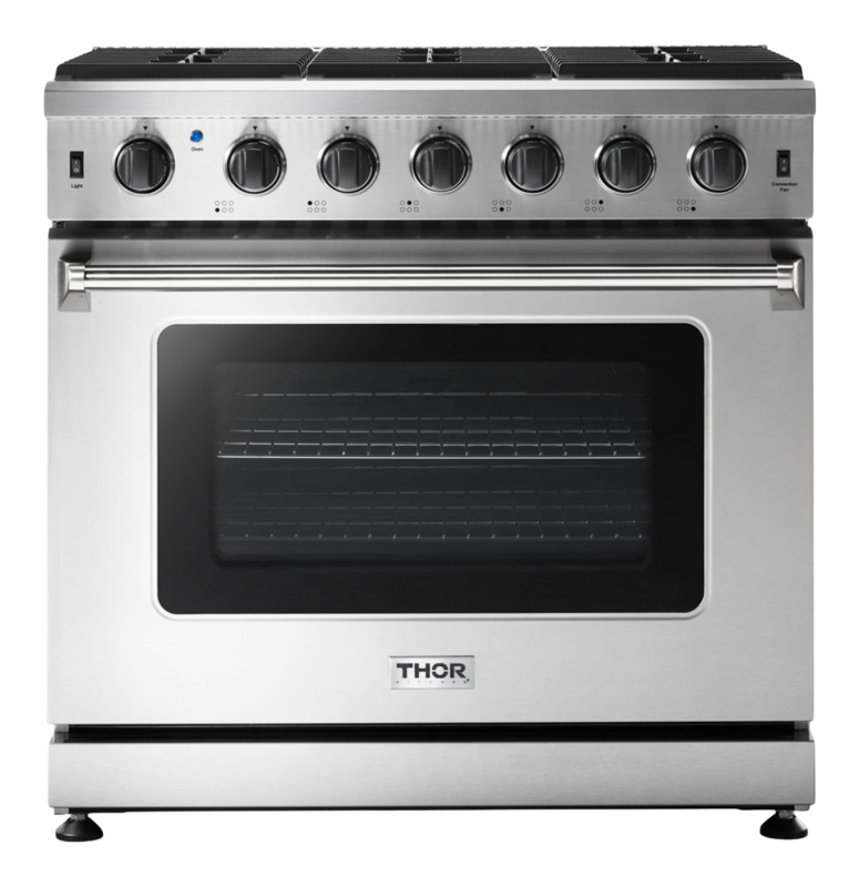 Thor Kitchen  36 Inch Liquid Propane Range, 6 Burner Convection Oven - Stainless Steel (LRG3601ULP)