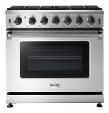 Thor Kitchen  36 Inch Liquid Propane Range, 6 Burner Convection Oven - Stainless Steel (LRG3601ULP)
