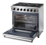 Thor Kitchen  36 Inch Liquid Propane Range, 6 Burner Convection Oven - Stainless Steel (LRG3601ULP)