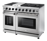 Thor Kitchen  48 Inch Gas Range, 6 Burner Griddle Double Oven Thor Kitchen - Stainless Steel (LRG4807U)