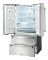 THOR KITCHEN  36 Inch Professional French Door Refrigerator With Freezer Drawers - Stainless Steel (TRF3602)