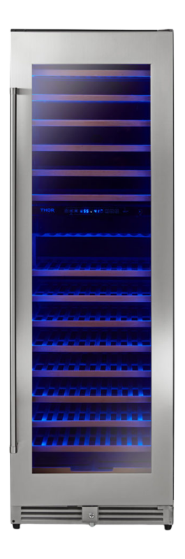 Thor Kitchen 24 Inch Dual Zone Wine Cooler, 162 Wine Bottle Capacity - Stainless Steel (TWC2403DI)