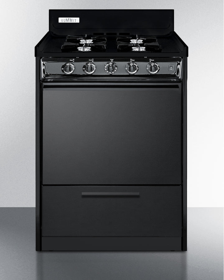 SUMMIT  24" Wide Gas Range, Open Burners - Black (TNM6107C)