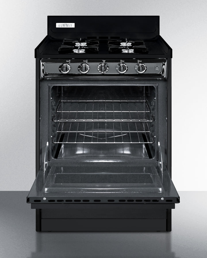 SUMMIT  24" Wide Gas Range, Open Burners - Black (TNM6107C)