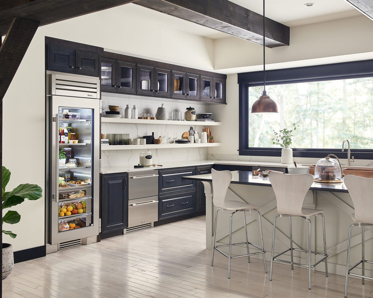 True Residential  24″ Glass Door Refrigerator Column - Stainless Steel (TR24REFLSGA)