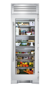 True Residential  30″ Glass Door Refrigerator Column - Stainless Steel (TR30REFRSGC)