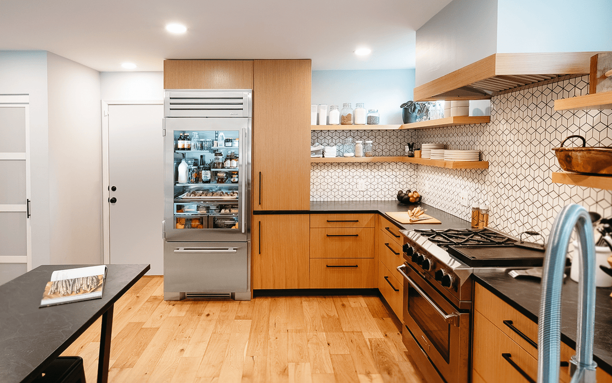 True Residential  36″ Glass Door Refrigerator with Bottom Freezer - Stainless Steel (TR36RBFLSGA)