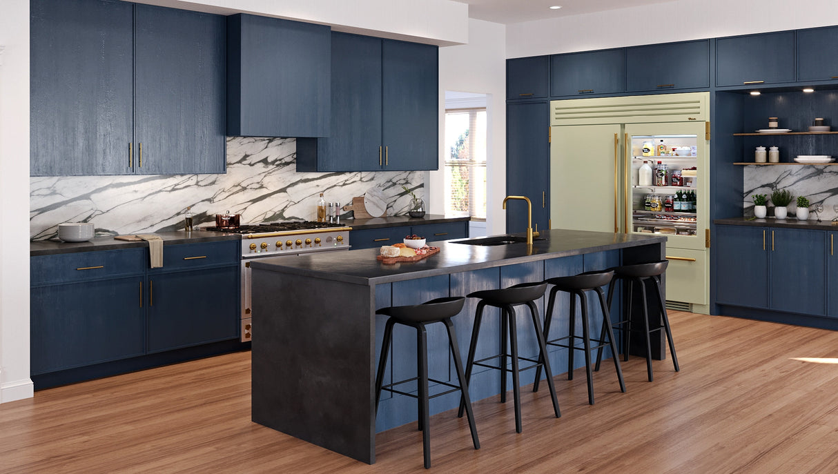 TRUE RESIDENTIAL  36″ Glass Door Refrigerator with Bottom Freezer - Stainless Steel (TR36RBFLSGA)