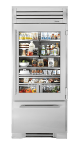 TRUE RESIDENTIAL  36″ Glass Door Refrigerator with Bottom Freezer - Stainless Steel (TR36RBFRSGA)