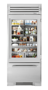 True Residential  36″ Glass Door Refrigerator with Bottom Freezer - Stainless Steel (TR36RBFRSGA)