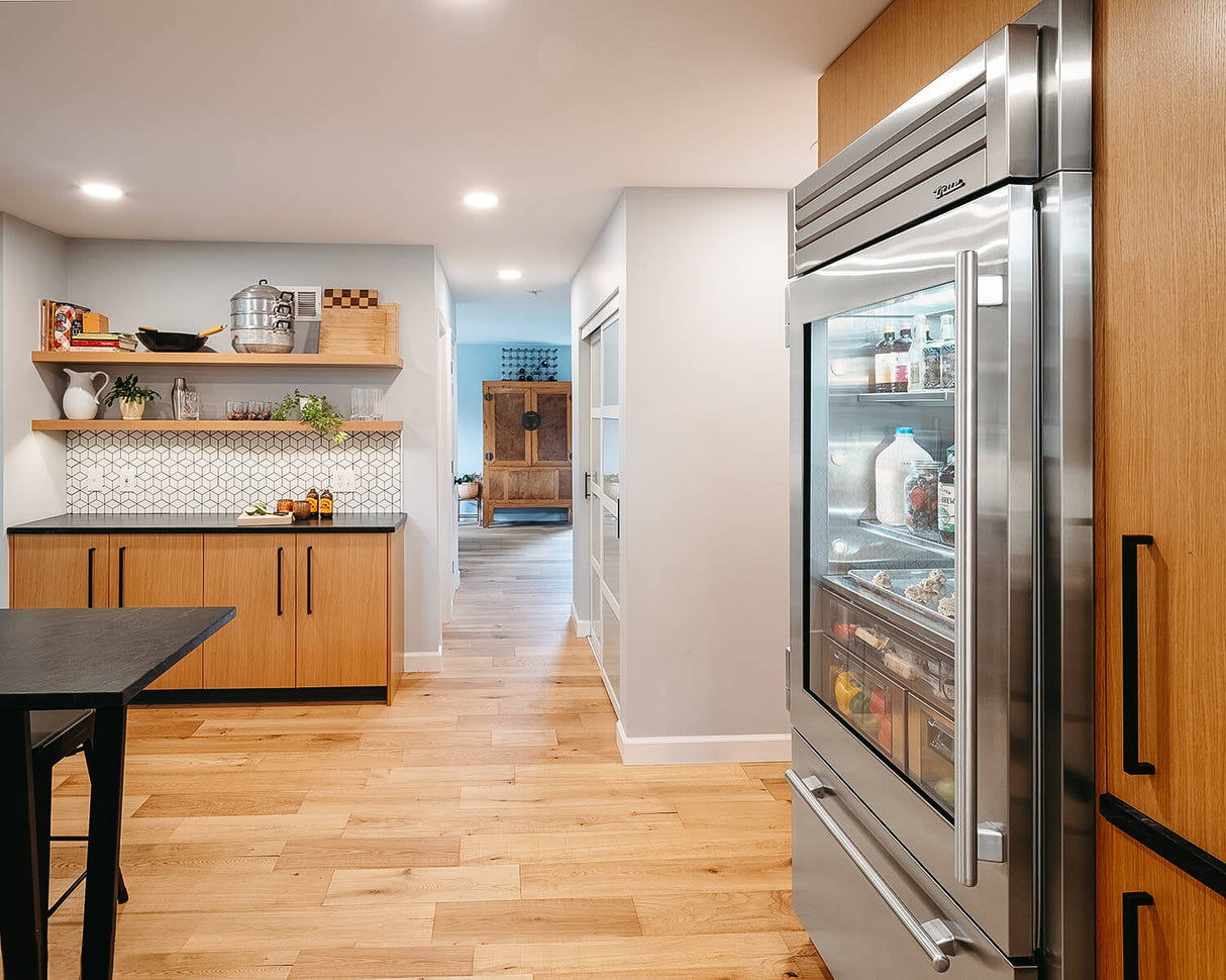 True Residential  36″ Glass Door Refrigerator with Bottom Freezer - Stainless Steel (TR36RBFRSGA)