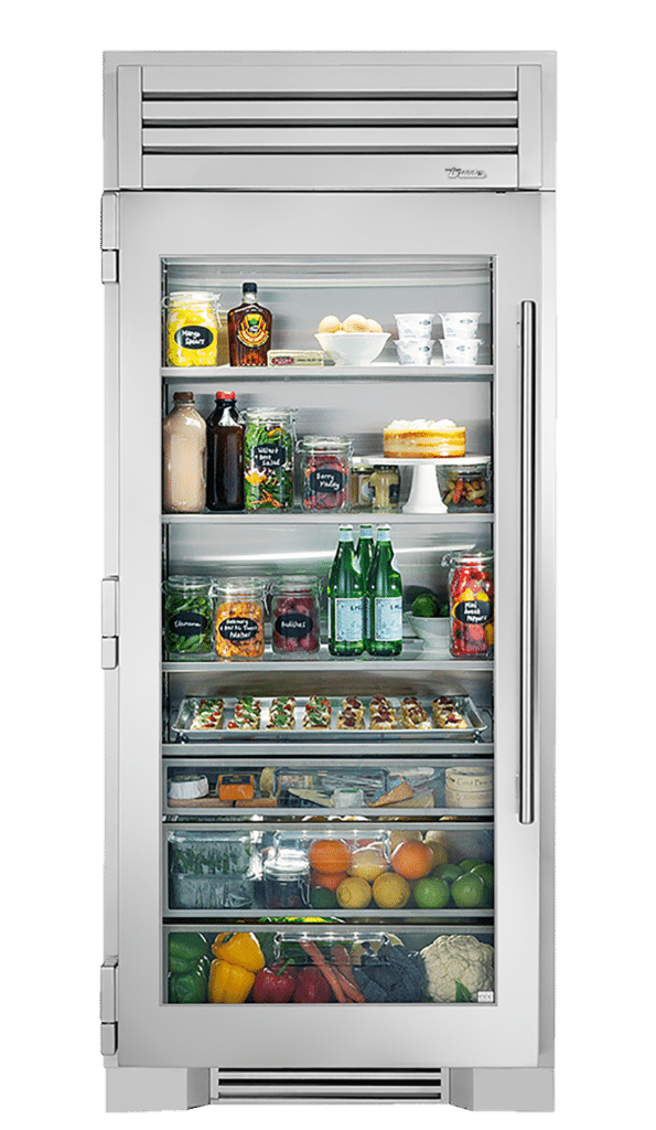 True Residential  36″ Glass Door Refrigerator Column - Stainless Steel (TR36REFLSGC)