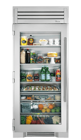 True Residential  36″ Glass Door Refrigerator Column - Stainless Steel (TR36REFLSGC)