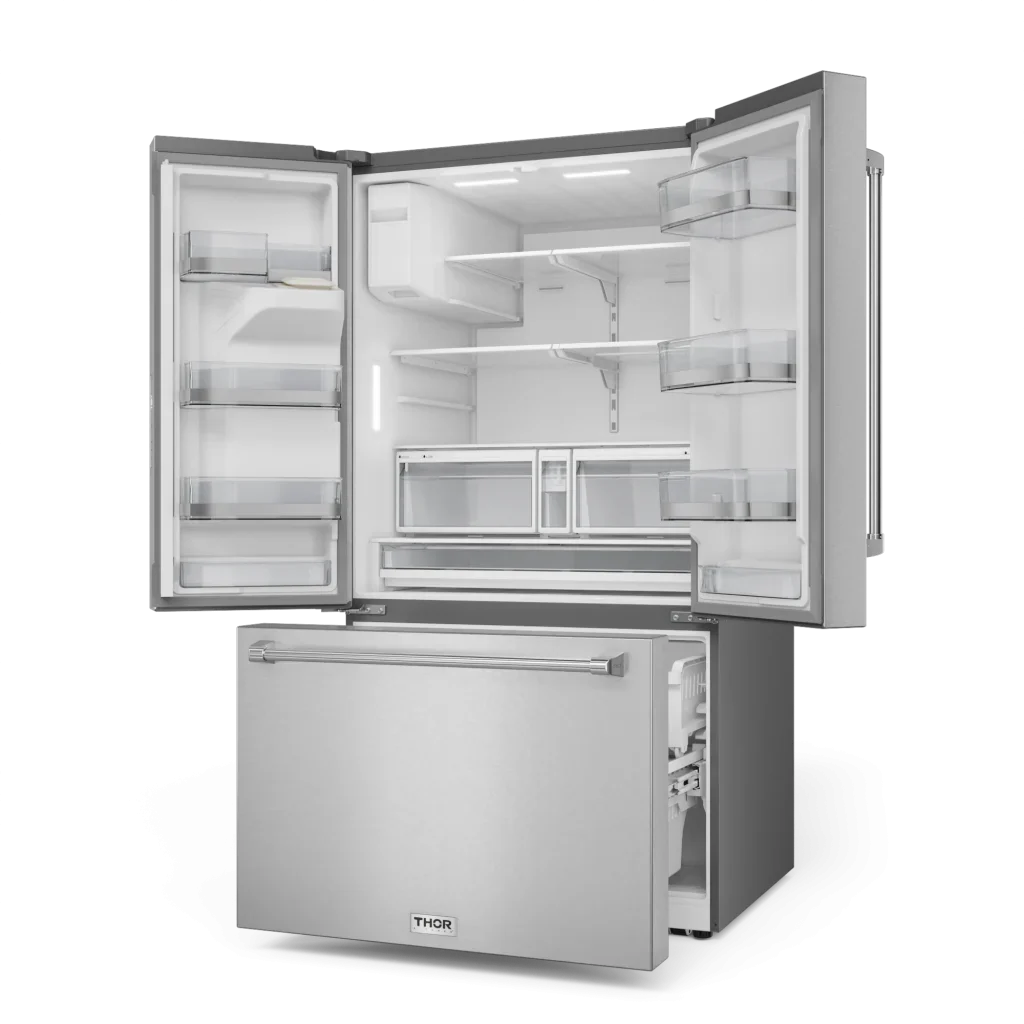 Thor Kitchen  36 Inch Professional French Door Refrigerator With Ice And Water Dispenser Thor Kitchen - Stainless Steel (TRF3628FFD)