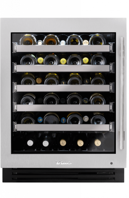 True Residential  24″ ADA Height Wine Cabinet Stainless Glass - Stainless Steel (TUWADA24LGAS)